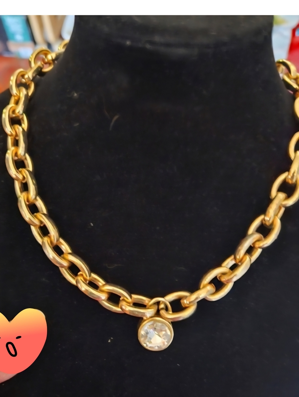 Michael Kors Gold Link Necklace with Crystal Drop